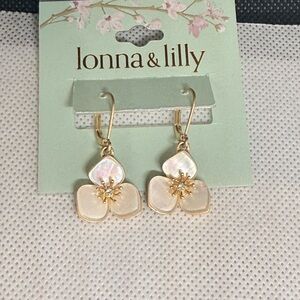 lonna & lilly Gold and Pearl Pink Floral Drop Earrings